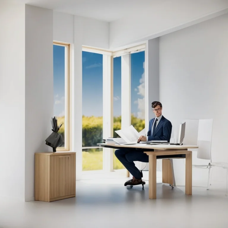 Attorney consulting client over real estate contract at office desk